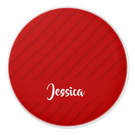 Pomo De Cerámica Nombre personalizado plástico diagonal rojo textur