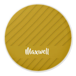 Pomo De Cerámica Nombre personalizado texturizado en diagonal marró