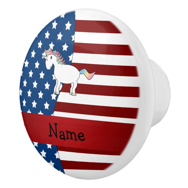 Pomo De Cerámica Nombre personalizado: unicornio patriótico (Derecha)
