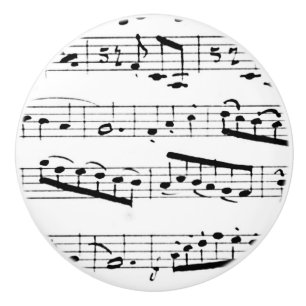 Pomo De Cerámica Notas blancos y negros de la música