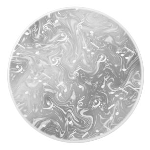 Pomo De Cerámica notas de música elegante de plata en gris