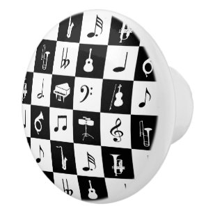 Pomo De Cerámica Notas elegantes e instrumentos de la música