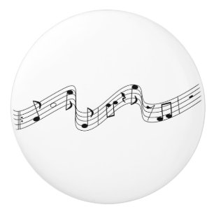 Pomo De Cerámica Notas musicales en una línea ondulada