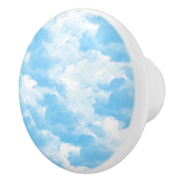 Pomo De Cerámica Nubes de cielo azul