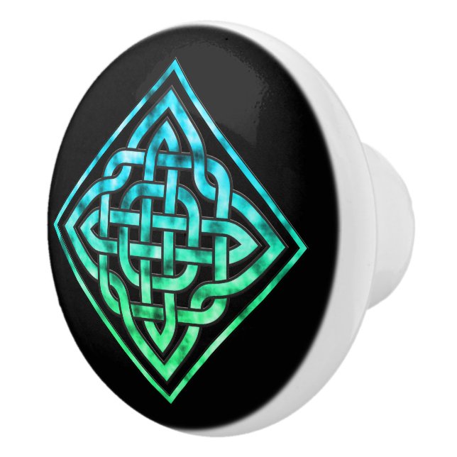 Pomo De Cerámica Nudo Celta - Verde Azul Diamante (Derecha)