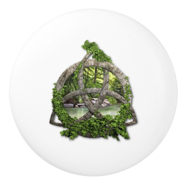 Pomo De Cerámica Nudo céltico de piedra de la trinidad (Anverso)