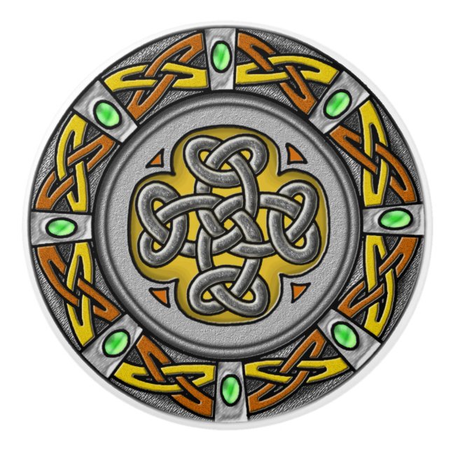 Pomo De Cerámica Nudo del celtic de la imagen digital del acero, (Anverso)