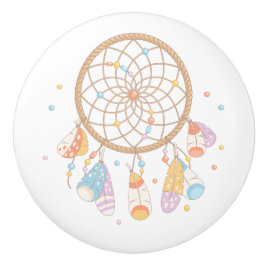 Pomo De Cerámica Nursera Tribal Dreamcatcher Boho Baby