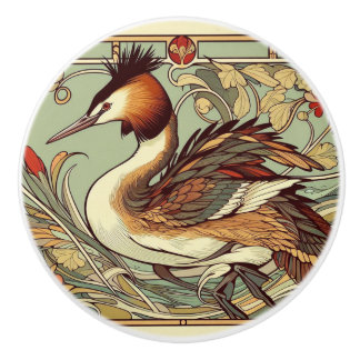 Pomo De Cerámica NZ Birds puteketeke art nouveau knob