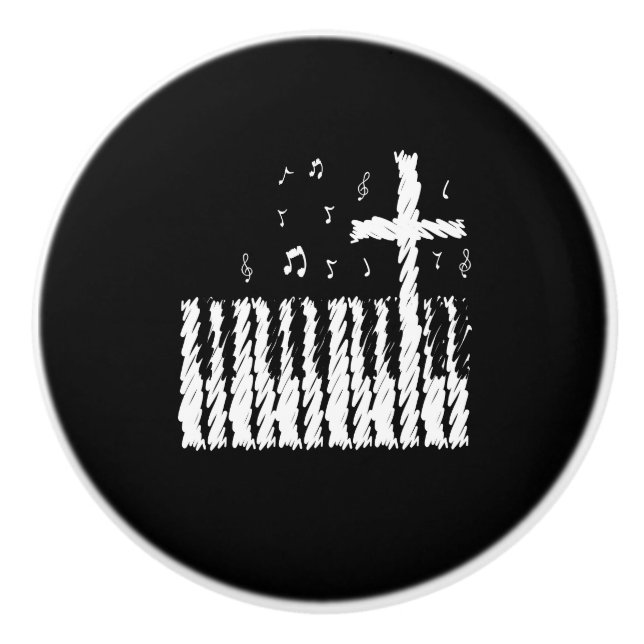 Pomo De Cerámica Obra clásica cristiana de la roca del piano de la (Anverso)