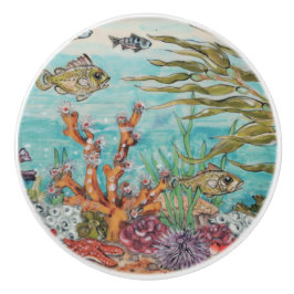 Pomo De Cerámica Océano subacuático de coral de vida marina costera