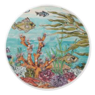 Pomo De Cerámica Océano subacuático de coral de vida marina costera