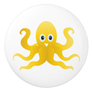 Pomo De Cerámica Octopi amarillo divertido