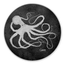 Octopus en gris oscuro L - Knob