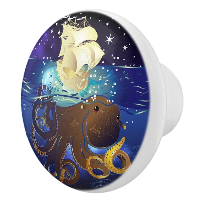 Pomo De Cerámica Octopus Enorme y Caravella (Derecha)