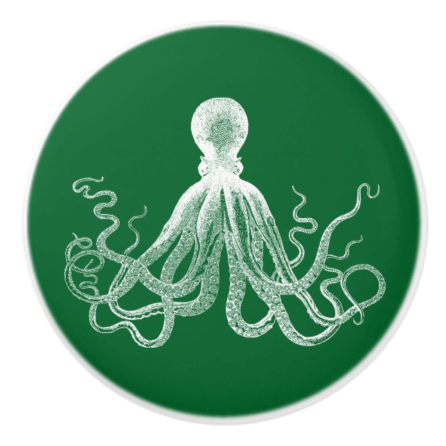 Pomo De Cerámica Octopus kraken verde (Anverso)
