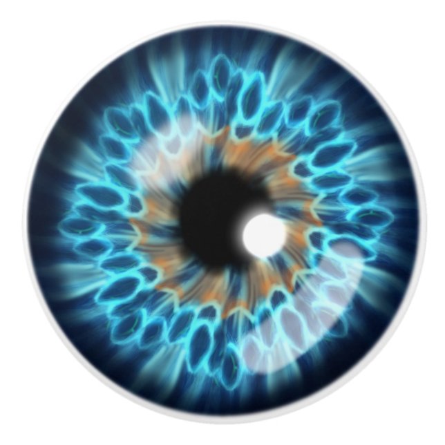 Pomo De Cerámica Oisbol azul y naranja iris (Anverso)