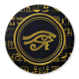 Pomo De Cerámica Ojo egipcio del oro de Horus - Wadjet