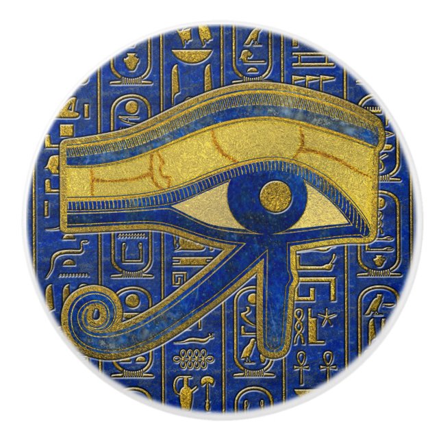 Pomo De Cerámica Ojo egipcio del oro del lapislázuli de Horus - de (Anverso)