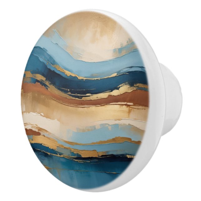 Pomo De Cerámica Olas de cobre y oro azules (Derecha)
