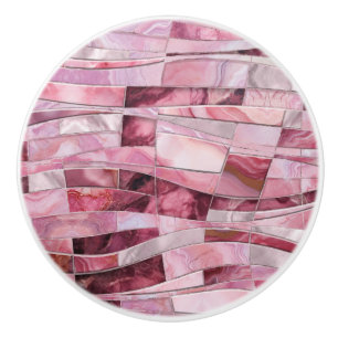 Pomo De Cerámica Olas de mosaico - Mármol rosa abstracto
