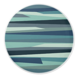 Pomo De Cerámica Olas oceánicas geométricas azules