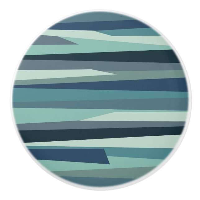 Pomo De Cerámica Olas oceánicas geométricas azules (Anverso)