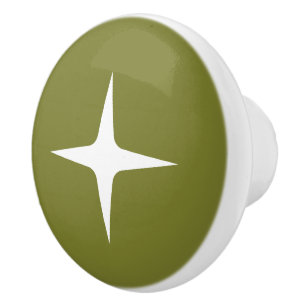 Pomo De Cerámica Olive mínimo de la estrella atómica moderna de med