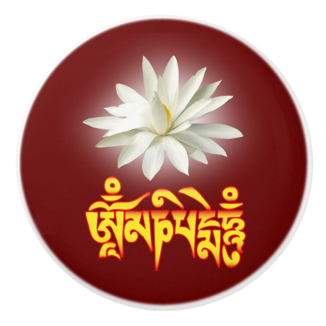 Pomo De Cerámica Om mani padme hum mantra (Anverso)