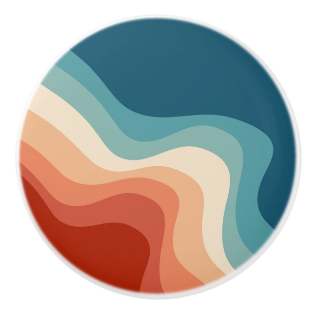 Pomo De Cerámica Ondas de estilo retro (Anverso)