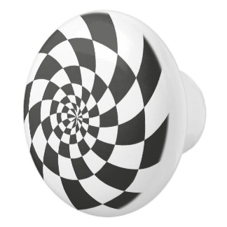 Pomo De Cerámica Optical Illusion Checkered Radial Motion