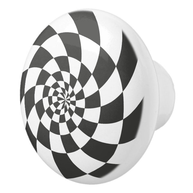 Pomo De Cerámica Optical Illusion Checkered Radial Motion (Derecha)