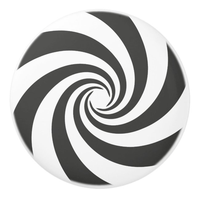 Pomo De Cerámica Optical Illusion Helix Logo. Black Round (Anverso)