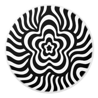 Pomo De Cerámica Optical Illusion Psychedelic Flower