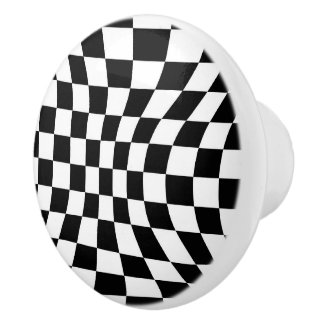 Pomo De Cerámica Optical Illusion Square Pattern Distorted