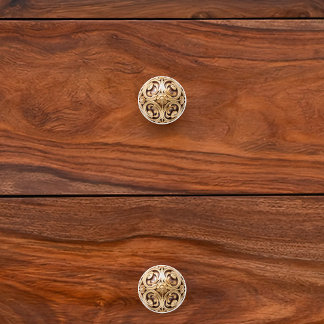 Pomo De Cerámica Orb de pergamino floral de madera decorativa