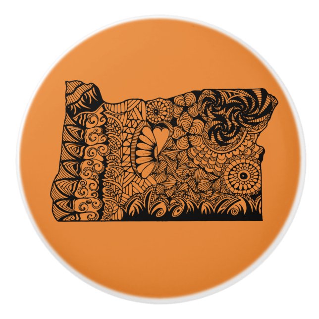 Pomo De Cerámica Oregon Naranja Drawer Pull (Anverso)