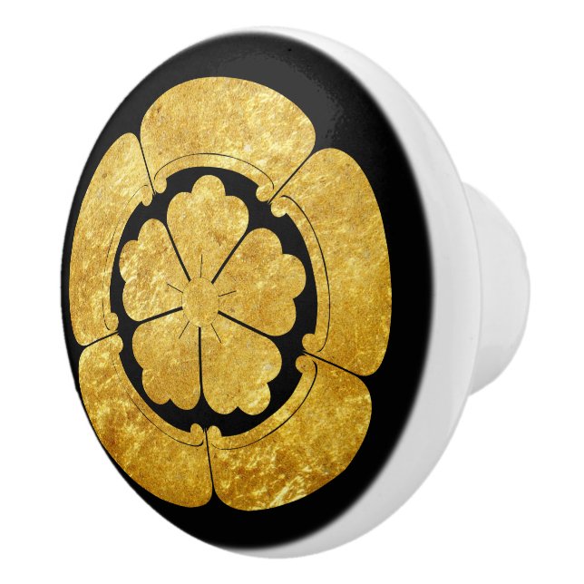 Pomo De Cerámica Oriental Faux Gold Oda Japan Mon Oriental Art (Derecha)