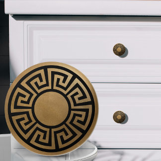 Pomo De Cerámica Ornamento de clave griega - Negro y oro