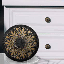 Pomo De Cerámica Ornamento de clave griega - Negro y oro