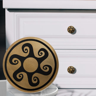 Pomo De Cerámica Ornamento de clave griega - Negro y oro