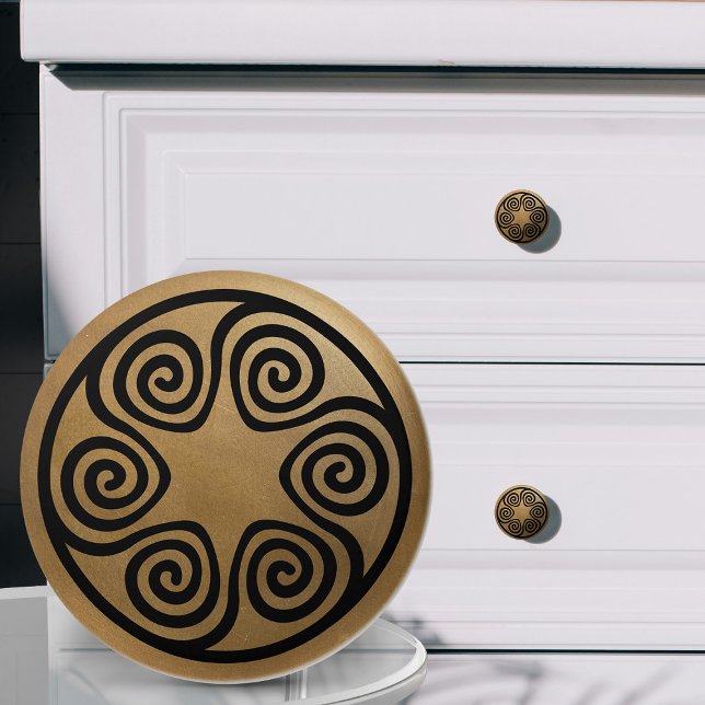 Pomo De Cerámica Ornamento de clave griega - Negro y oro (Subido por el creador)