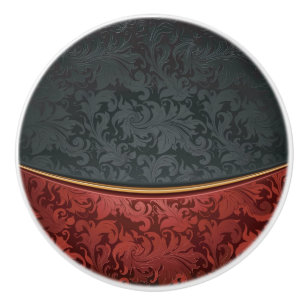 Pomo De Cerámica Ornamento del vintage rojo y negro