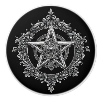 Pomo De Cerámica Ornate Baroque Style Gothic Pentagram