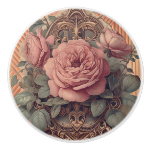 Pomo De Cerámica Ornate Floral