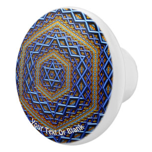 Pomo De Cerámica Ornate Metallic Magen David