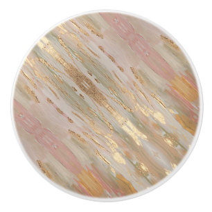 Pomo De Cerámica Oro Perlado, Rosa