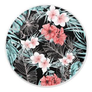 Pomo De Cerámica Oro Rosa Chic Tropical Botánico Isla Paraíso
