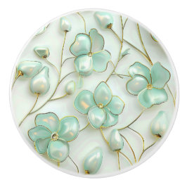 Pomo De Cerámica Oro Verde Floral
