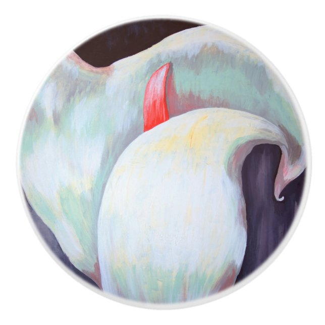 Pomo De Cerámica Orquídea Blanca De Marfil Con Hues De Limón Lilac